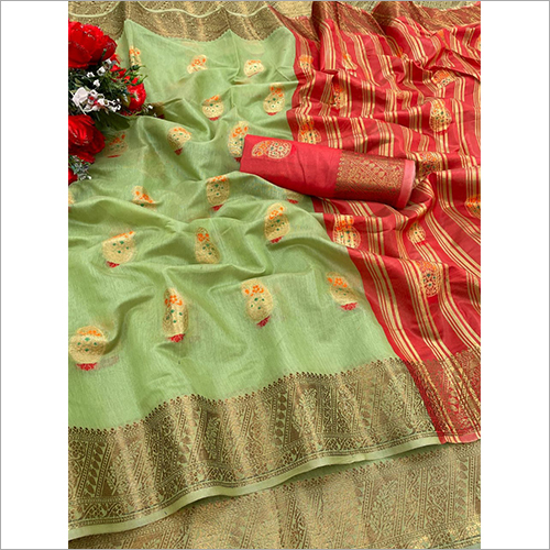 Designer Green Zari Weaving Sarees