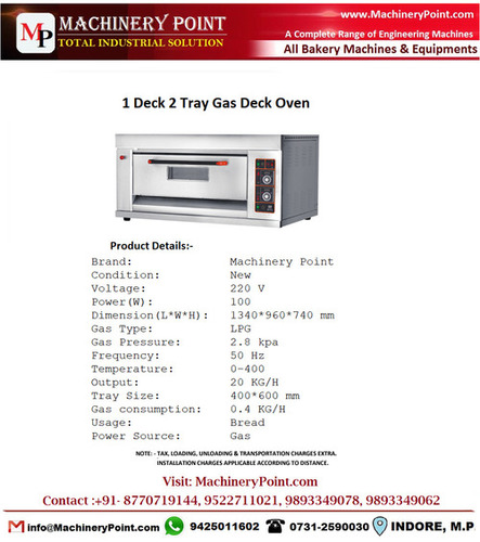 1 Deck 2 Tray Gas Deck Oven
