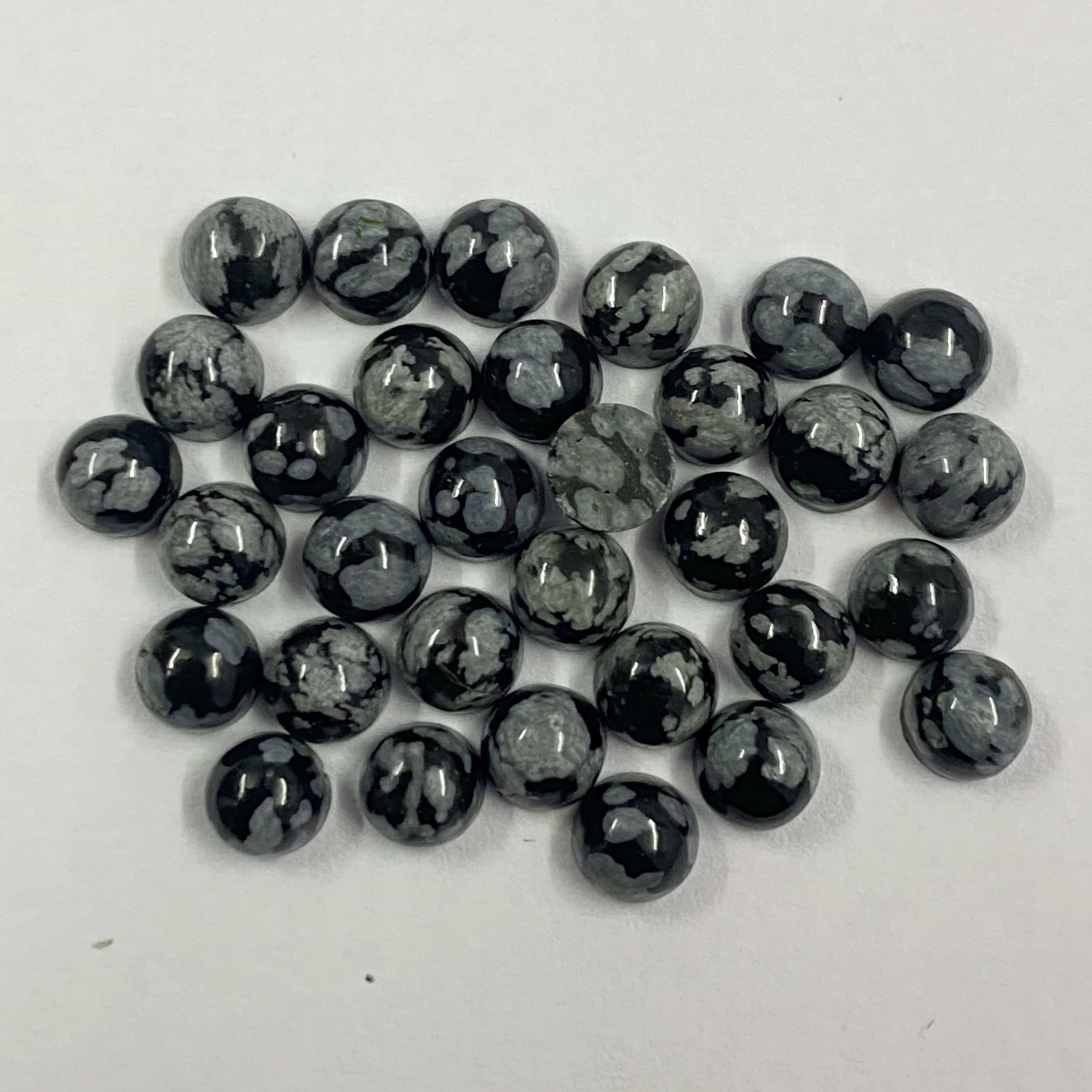 Natural Snowflake Obsidian Round Cabochon Loose Gemstone