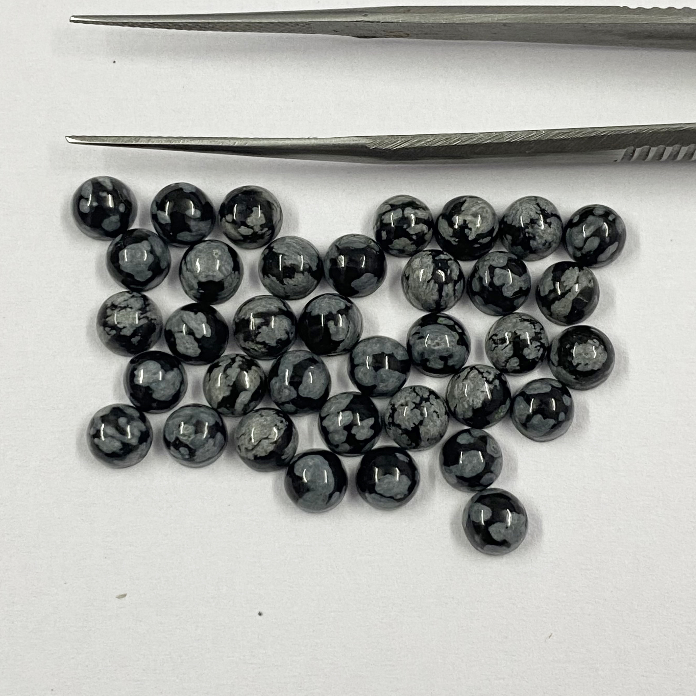 Natural Snowflake Obsidian Round Cabochon Loose Gemstone