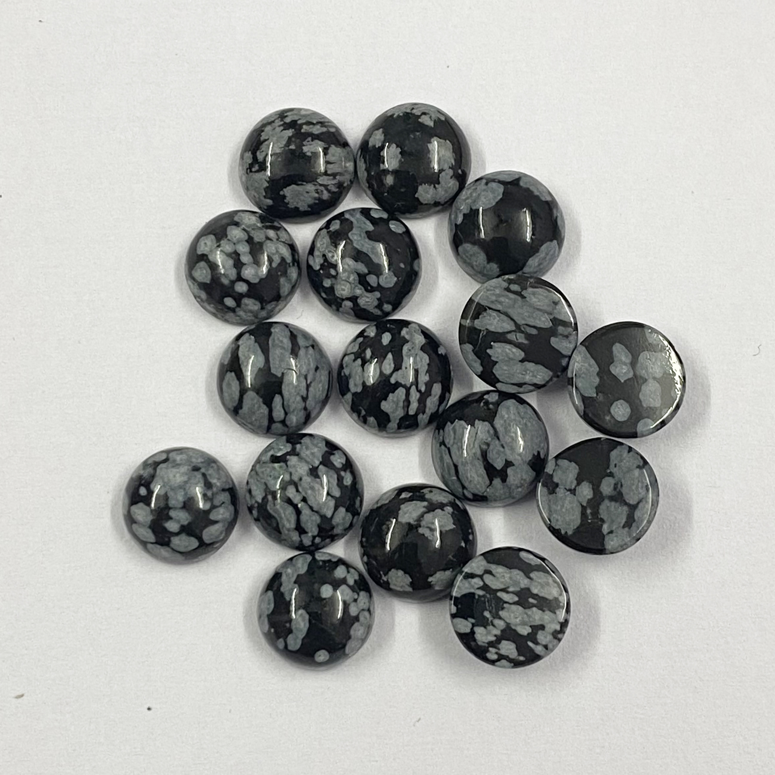 Natural Snowflake Obsidian Round Cabochon Loose Gemstone