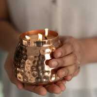 Hand Hammered Copper Candle Jar - 3x3.5x4 Inches | Handmade, Elegant Design, Toxin-free Fragrance, Antique Finish, Perfect For Home Decor