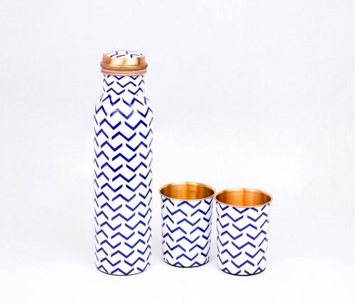 FLOWER PRINTED BOTTLE AND GLASS