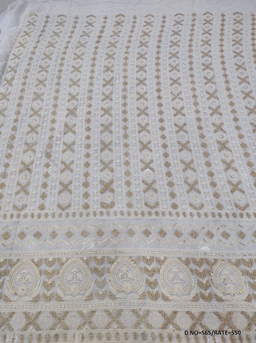lucknowi chikan embroidered fabric