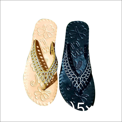 Ladies Printed Slippers - PU Upper Material, Customized Size, Various Colors | Durable Rubber Base for Comfort and Style