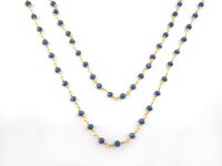 Sapphire Quartz Beaded Chain 3mm Wire Wrapped Rosary - Blue Sapphire Rosary Beaded Rosary Chain - Beaded Chain Jewelry