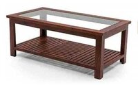 Wooden Coffee Table - Shesham, 115x60x45 Cm , Brown And Black Finish With Polished Surface, No Assembly Required For Indoor Living Room Use