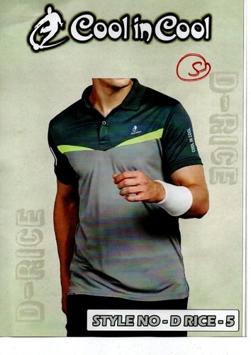 Mens Track T-Shirt - Cotton Blend, Sizes: S, M, L, XL | Cool-In-Cool Design with Collared Neckline for Stylish Comfort