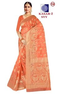 Kasar-Cotton Premium Saree with Blouse and Zari Border