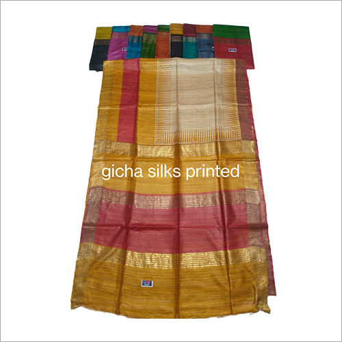 Multicolor Ghicha Silk Printed Saree