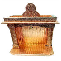 Brown Handicraft Wooden Golden Oxidized Temple