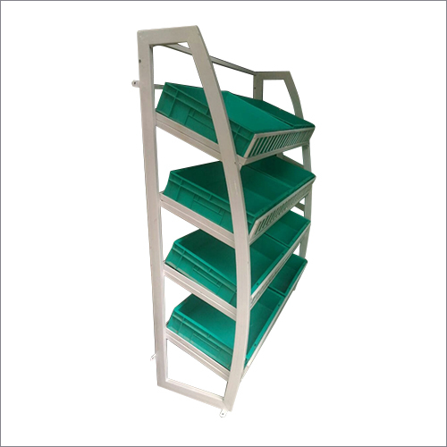 Vegetables Display Rack - Powder Coated Mild Steel Customized Size Elegant Finish | Commercial Usage Polished Surface Treatment Display Stand