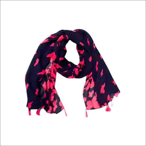 Red And Black Ladies Printed Cotton Stole