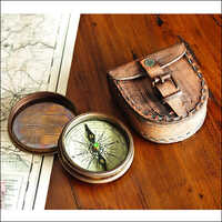 Antique Brass Compass - Brass Material, Round Shape, Golden Color | Vintage Design With Elegant Detailing