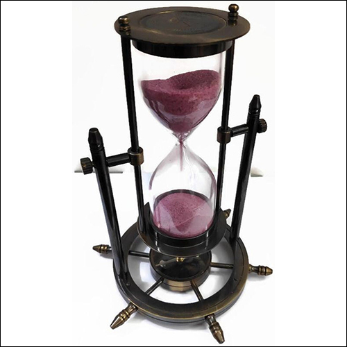 Brass Sand Timer Hourglass With Antique Maritime Brass Compass