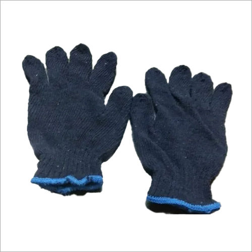 Blue Cotton Knitted Hand Gloves