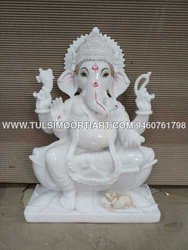 Pure White Marble Ganesh Statue