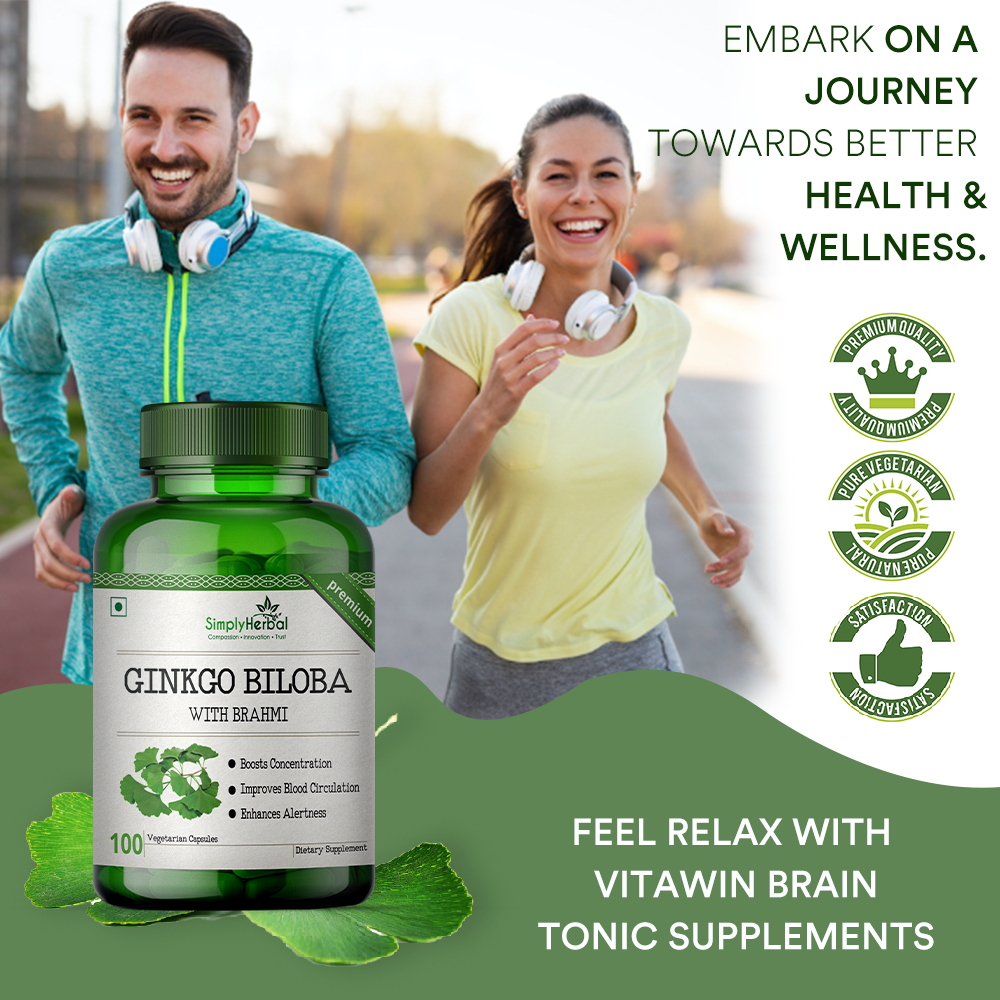 Ginkgo Biloba With Brahmi 500mg - 100 Capsules (1 Bottle)