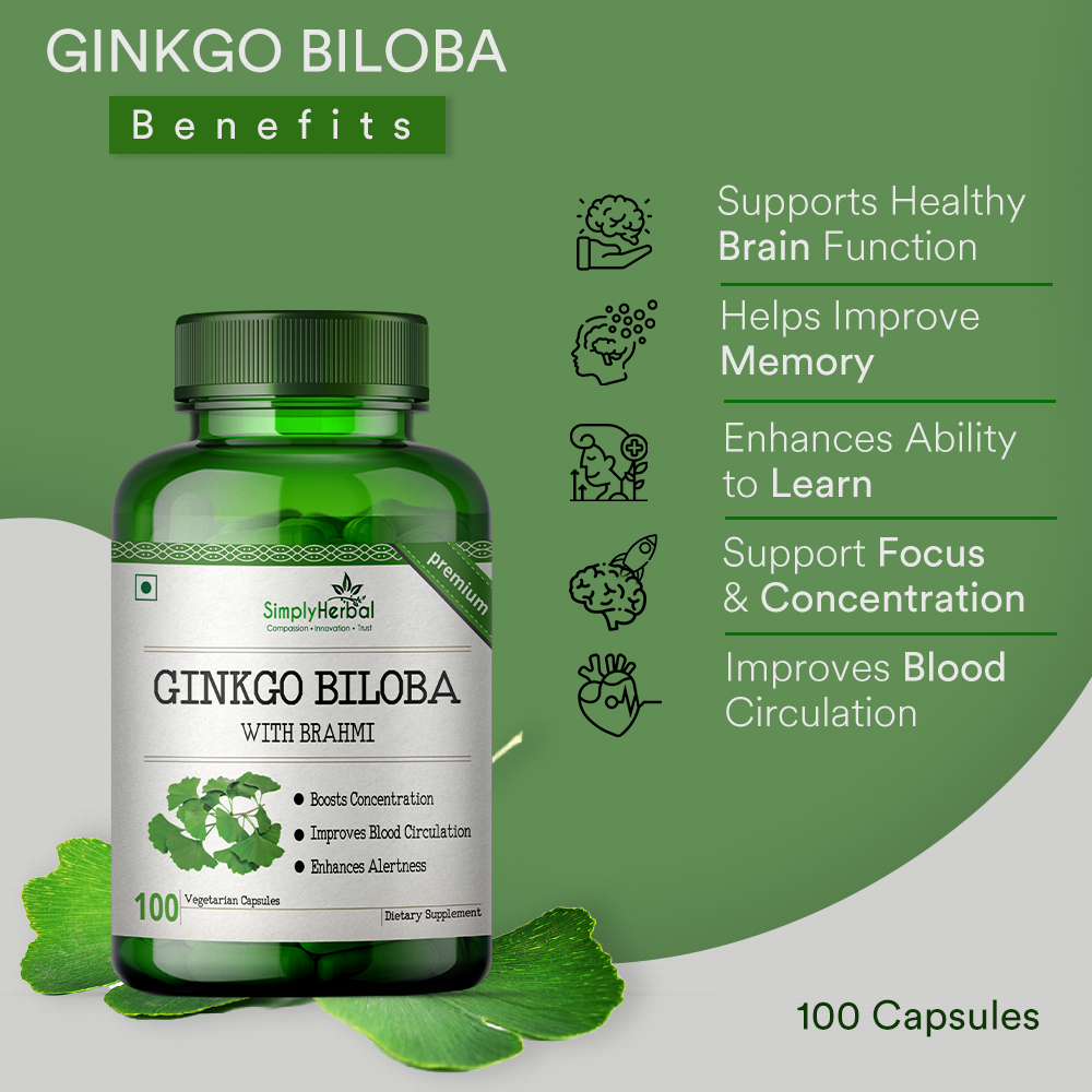 Ginkgo Biloba With Brahmi 500mg - 100 Capsules (1 Bottle)