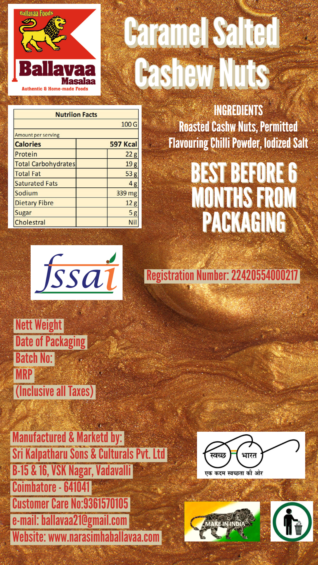Caramal Salted Cashew Nuts