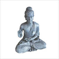 Aluminium Buddha Statue - 36" Height, Powder Coated Finish | Grey Color, Polished Technics, Indian Regional Feature