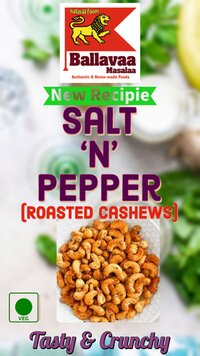 Salt 'n' Pepper Roasted Cashews - Whole Cashew Nuts, Vacuum-sealed Pack | Dry Roasted, Seasoned, Crunchy, Ready-to-eat
