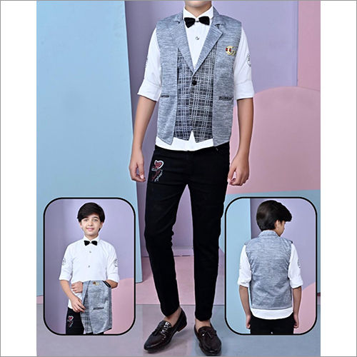 Multicolor Kids Formal Cotton Suit