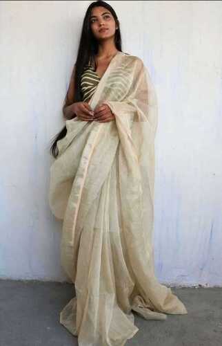tissue linen saree