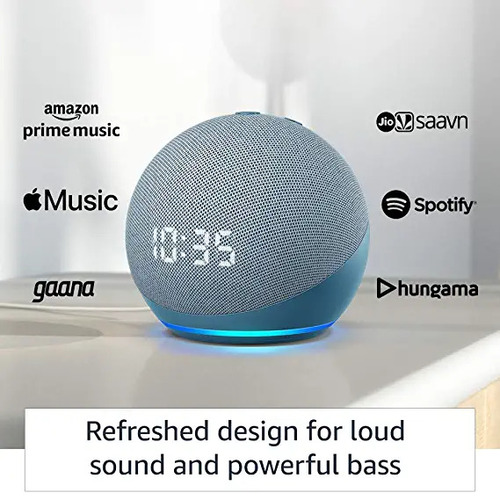 smart speaker with powerful bass  LED display and Alexa