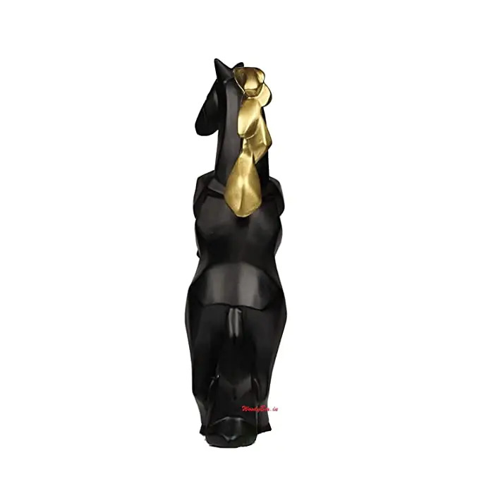 Abstract Black Charging Horse Sculpture