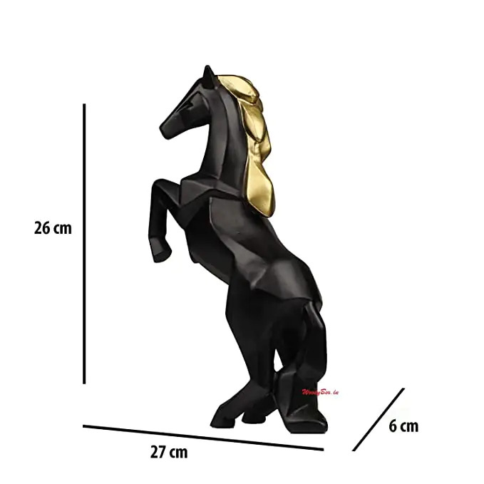 Abstract Black Charging Horse Sculpture