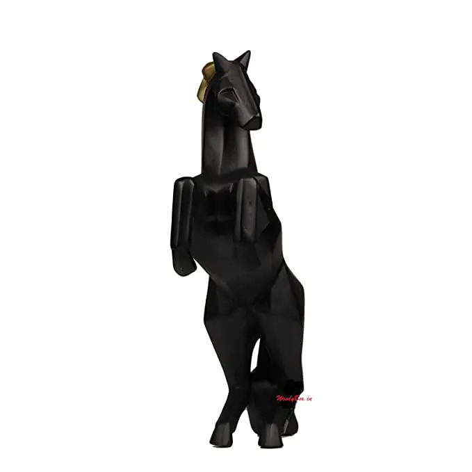 Abstract Black Charging Horse Sculpture