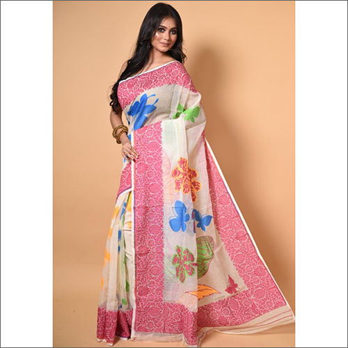 Multicolor Indian Jamdani Saree Silk