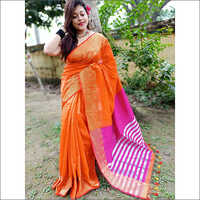 Zardosi Design Border Handloom Jamdani Saree