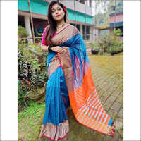 Ladies Handloom Jamdani Saree - Silk Cotton Fabric, Multicolor Design | Skin-friendly, High Strength, Soft Texture, Easy Care For All Seasons