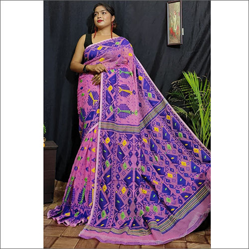 Pure Cotton Silk Dhakai Jamdani Saree Without Blouse – fab-persona