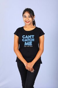 WOMEN BLACK ROUND NECK T-SHIRT