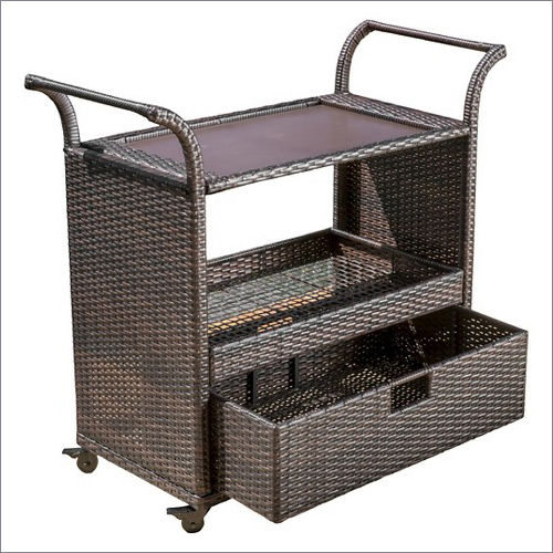 Outdoor Wicker Serving Trolley