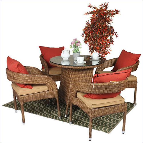 Brown Outdoor Garden Table Set With Chair