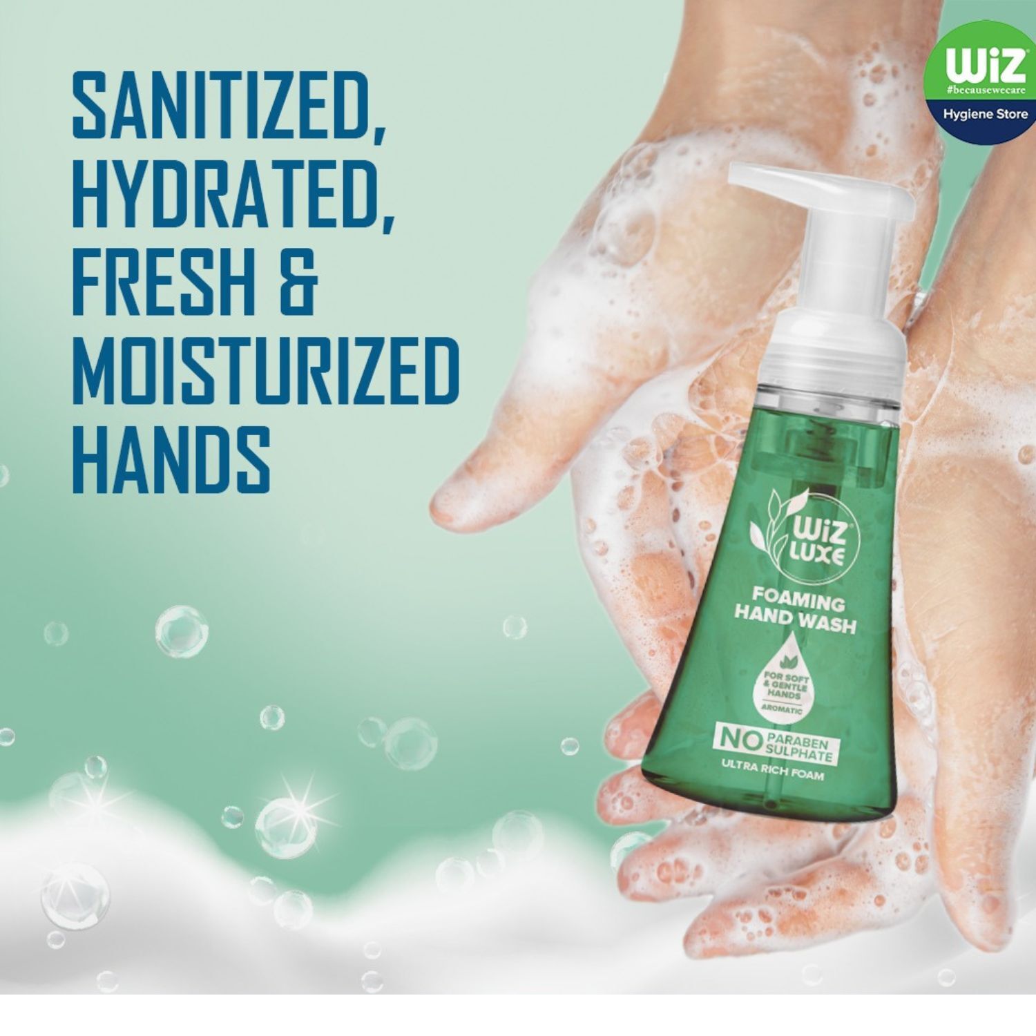 Wiz Luxe Fresh Mint Foaming Hand  Wash - 300ml (Pack of 3)