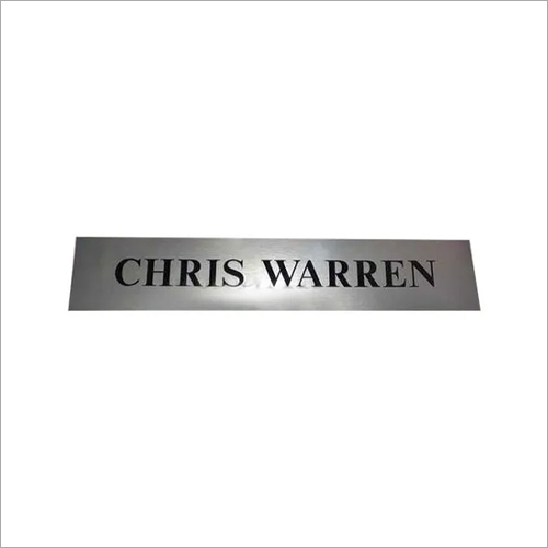 Stainless Steel Office Name Plate - 11 Inch Wide 1.2 mm Thick | Grey Rectangular Design Sturdy Scratch-Resistant Packaging
