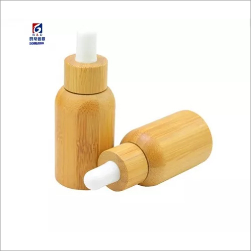 Brown Bamboo Wooden Dropper Glass Bottle