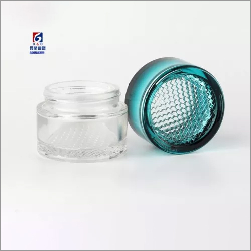 50 GM Glass Cream Jar Grid Bottom