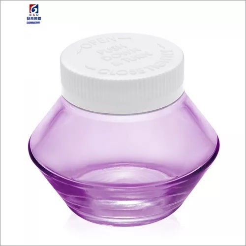 Purple 200 Gm Glass Cream Jar