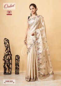 Deshi Tussar Silk Hand Embroidered Saree