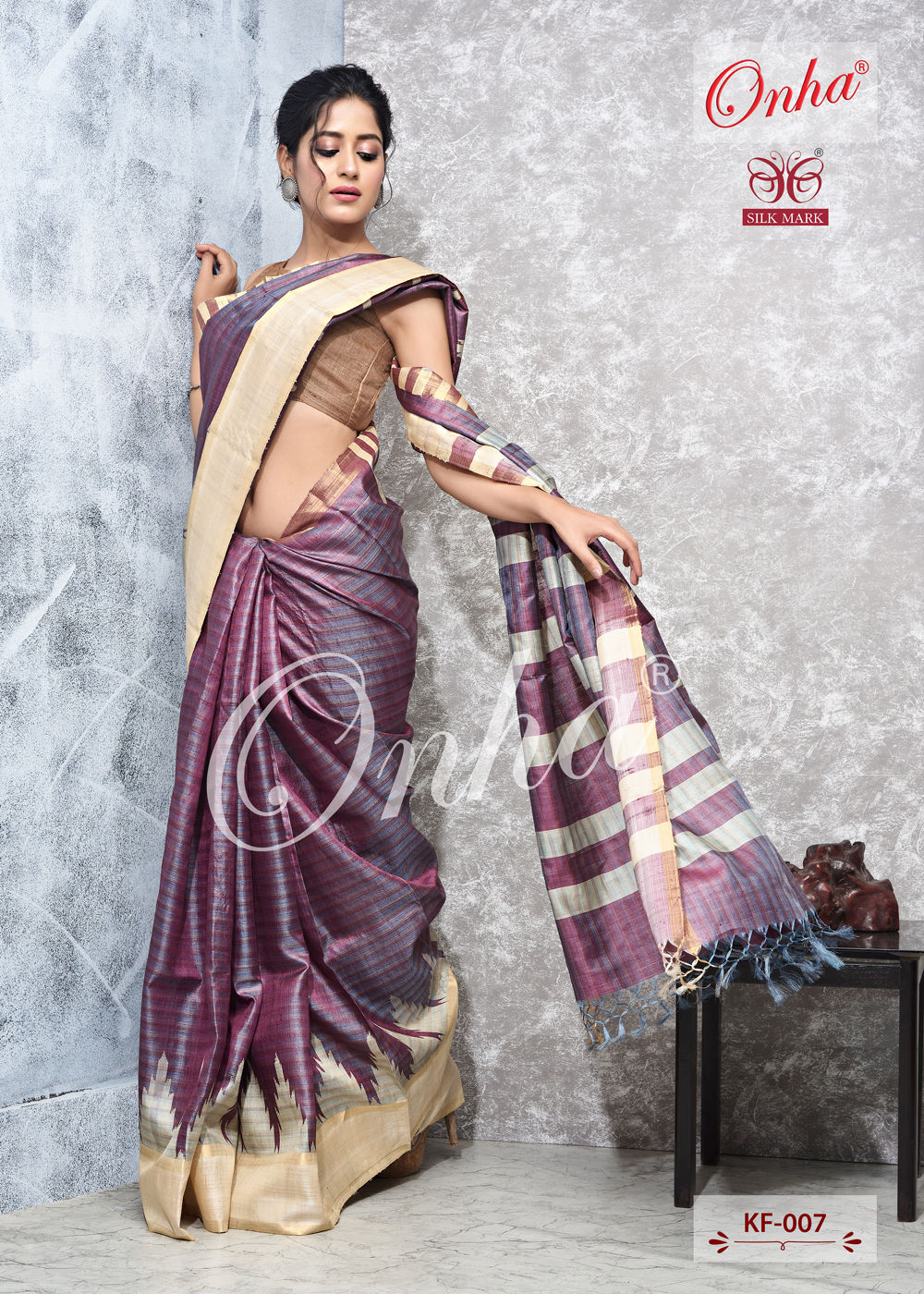 Printed Ghicha Tussar Silk Saree – HOLYZARI LLC