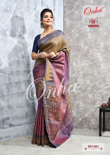 Olive Tussar Silk Saree With Abstract Print And Zari Woven Designs at Soch