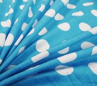 Blue Fast Color Block Print Polka Dot Cotton Fabric