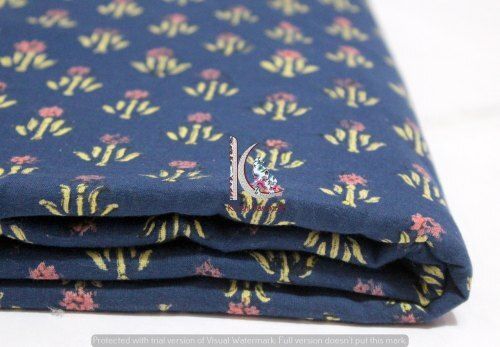 Blue Multi Fast Color Floral Block Print Cotton Fabric