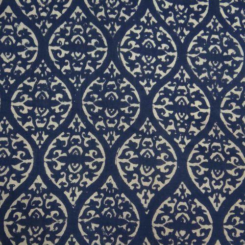 Indigo Blue Fast Color Discharge Hand Block Print Fabric
